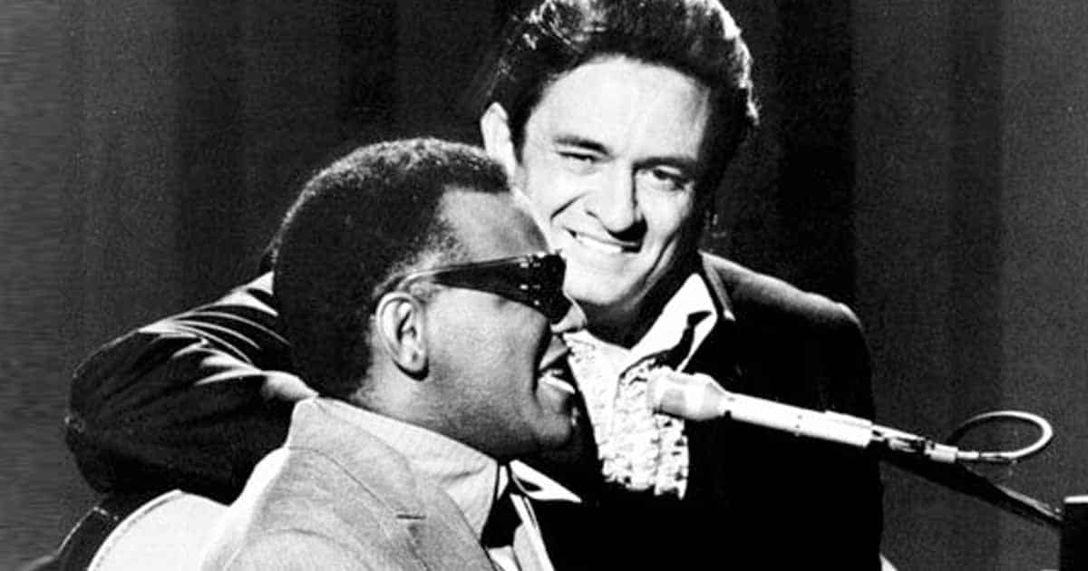Johnny Cash and Ray Charles Candid BW 10x8 Photo 