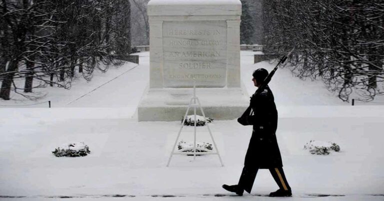 Despite Freezing Temperature, Guards at the Tomb of the Unknowns Are Unfazed