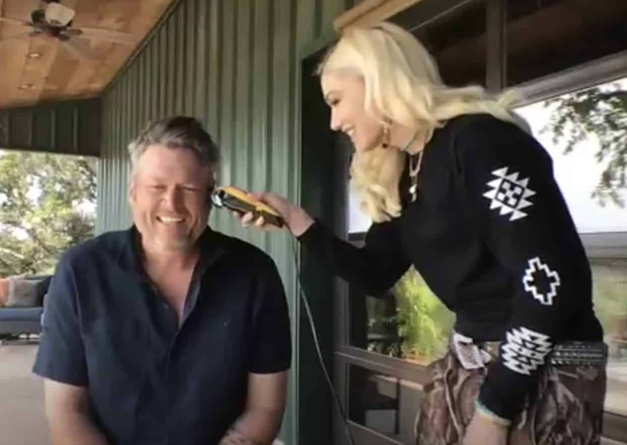 Gwen Stefani Gives Blake Shelton a Haircut