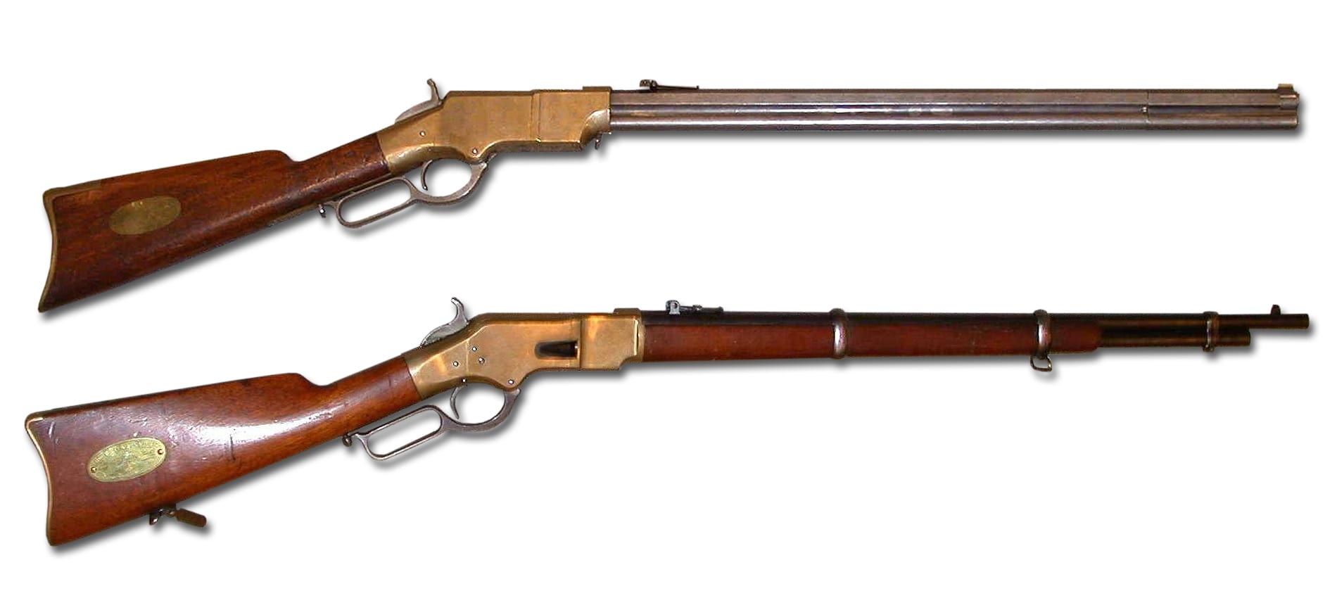 An early Henry Rifle and a Winchester Mod 1866 Rifle, both .44 caliber Rimfire