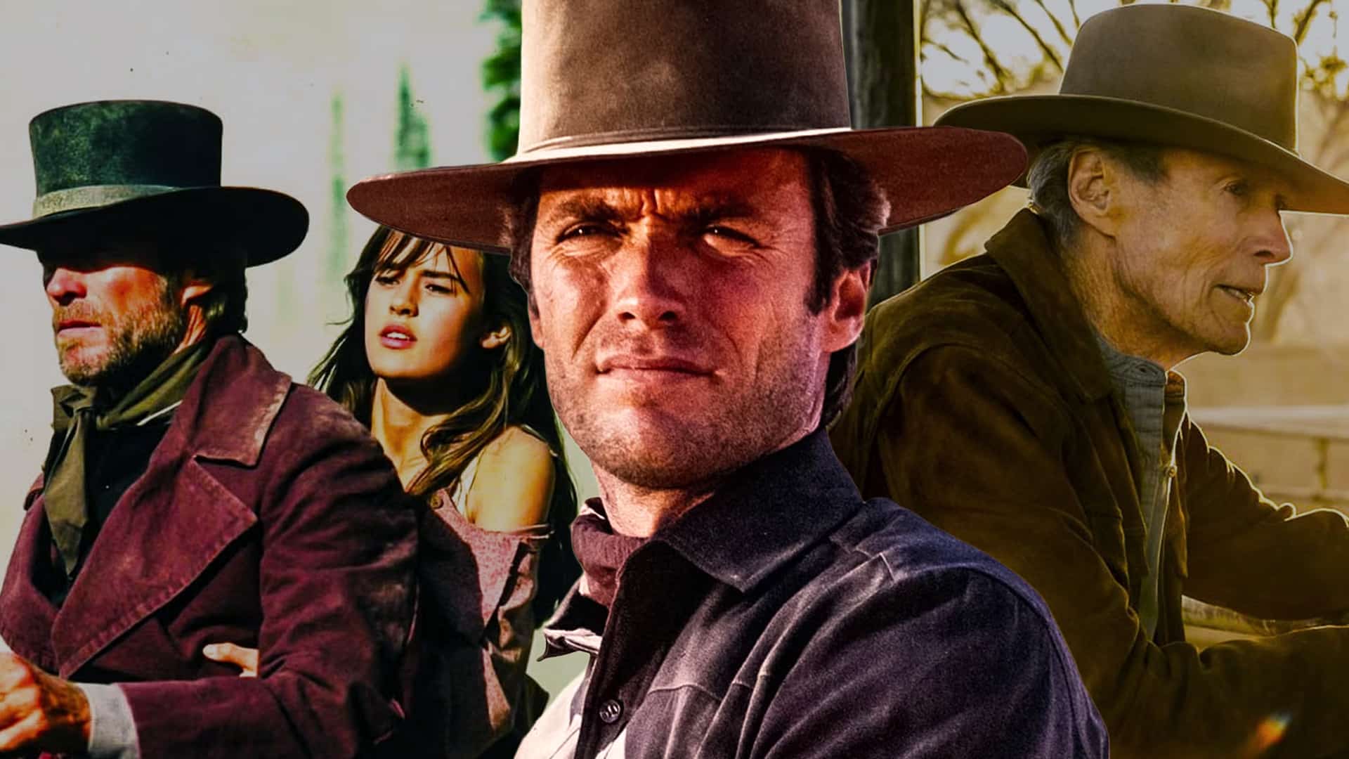 Clint Eastwood through the decades in scenes from the iconic Westerns he directed and starred in.