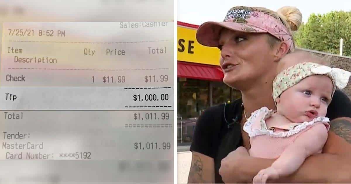 Country music star leaves $1,000 tip for waitress working a double while caring for her daughter