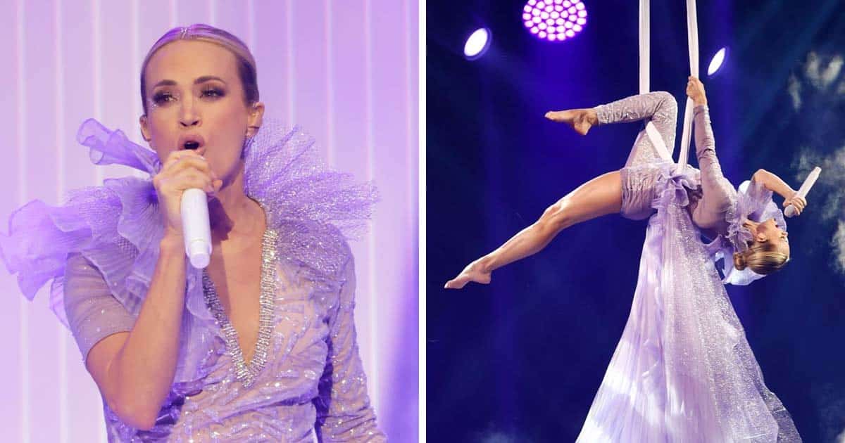Carrie underwood performs acrobatics in CMT music awards