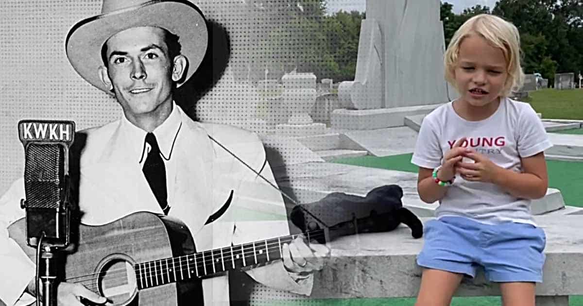 Hank Williams’ 4-Year-Old Great-Grandson Sings “I Saw The Light” At His Graveside