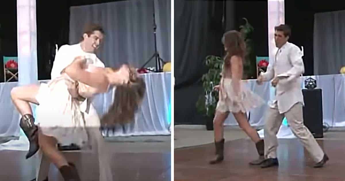 Bride & Groom Change Outfits To Perform “Footloose” Dance For Guests