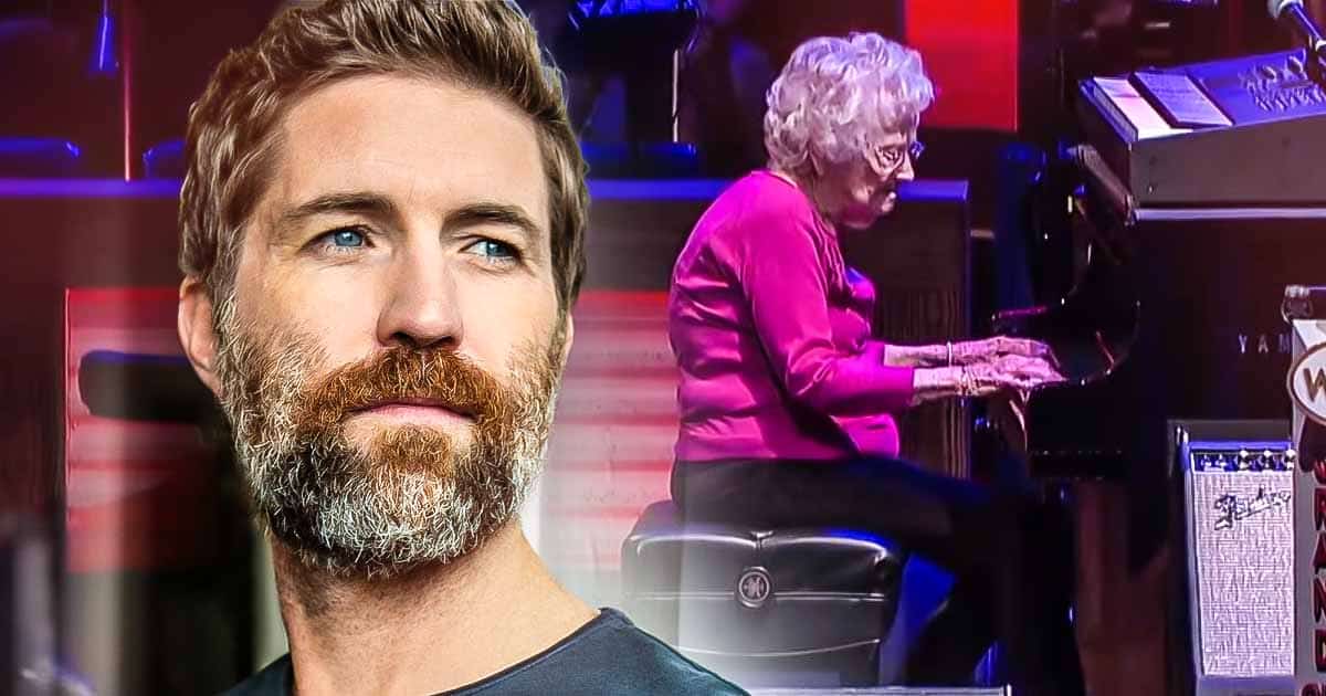 Lois Cunningham, 98 years old, playing the piano during her moving performance of 'How Great Thou Art' at the Grand Ole Opry, receiving a standing ovation.