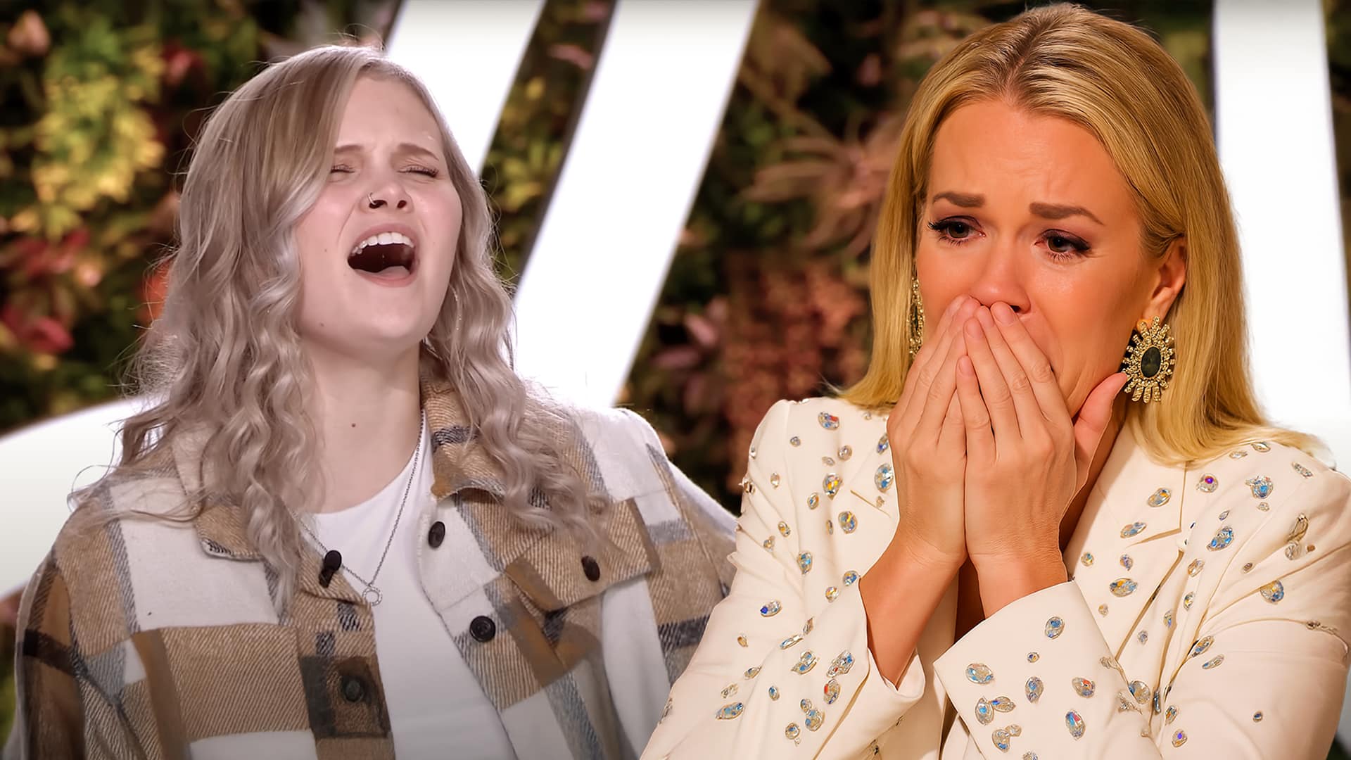 Carrie Underwood wipes away tears on American Idol after Samantha Ray’s emotional tribute to her late sister with “I Hope You Dance.”
