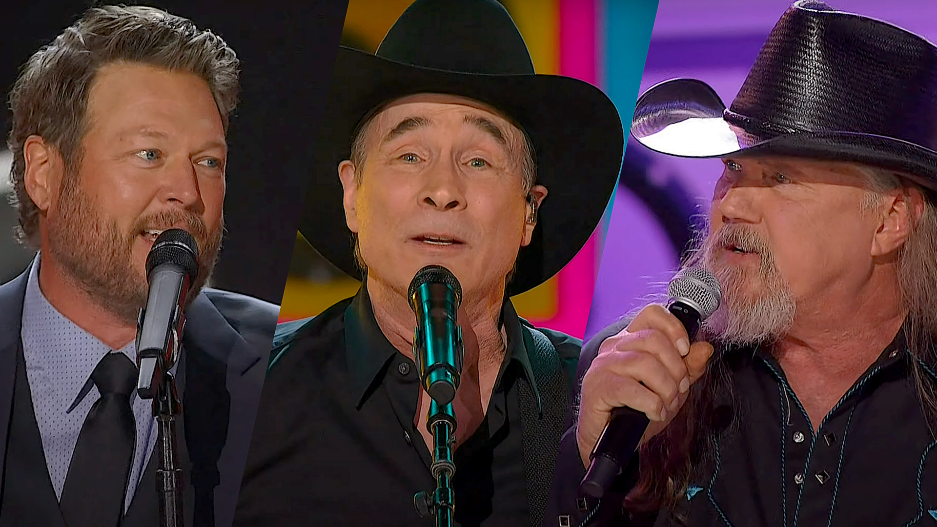 Blake Shelton, Trace Adkins, and Clint Black lit up Opry 100 with a high-energy tribute to ’90s country that brought the house to its feet.