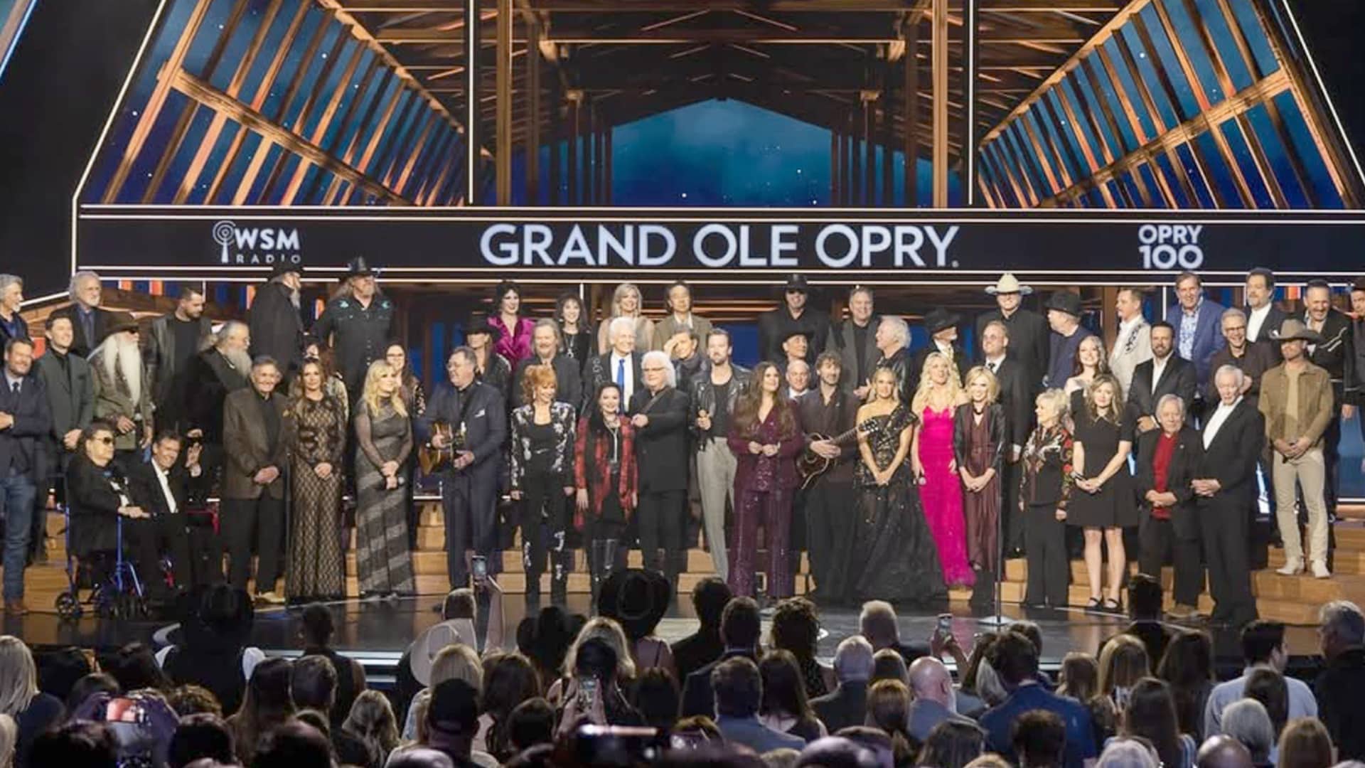 The Grand Ole Opry’s 100th anniversary ended with an unaired finale as country stars joined together for Will the Circle Be Unbroken in a powerful tribute.