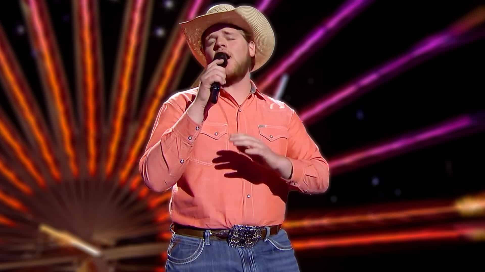 17-year-old Crews Wright performs Conway Twitty's "Goodbye Time" on American Idol wearing a pearl snap shirt and cowboy hat.