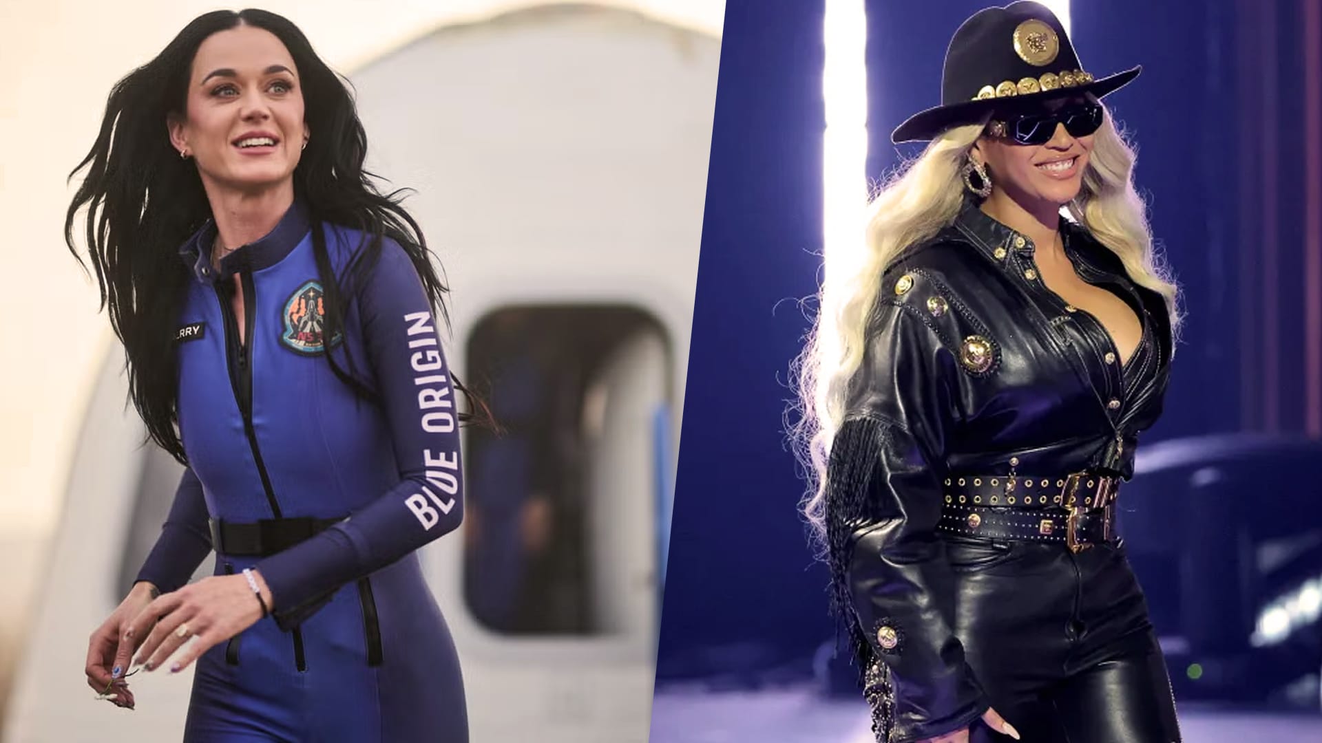 Katy Perry in a space suit and Beyoncé in leather gear highlight a viral dig at her 2025 country AMA win.