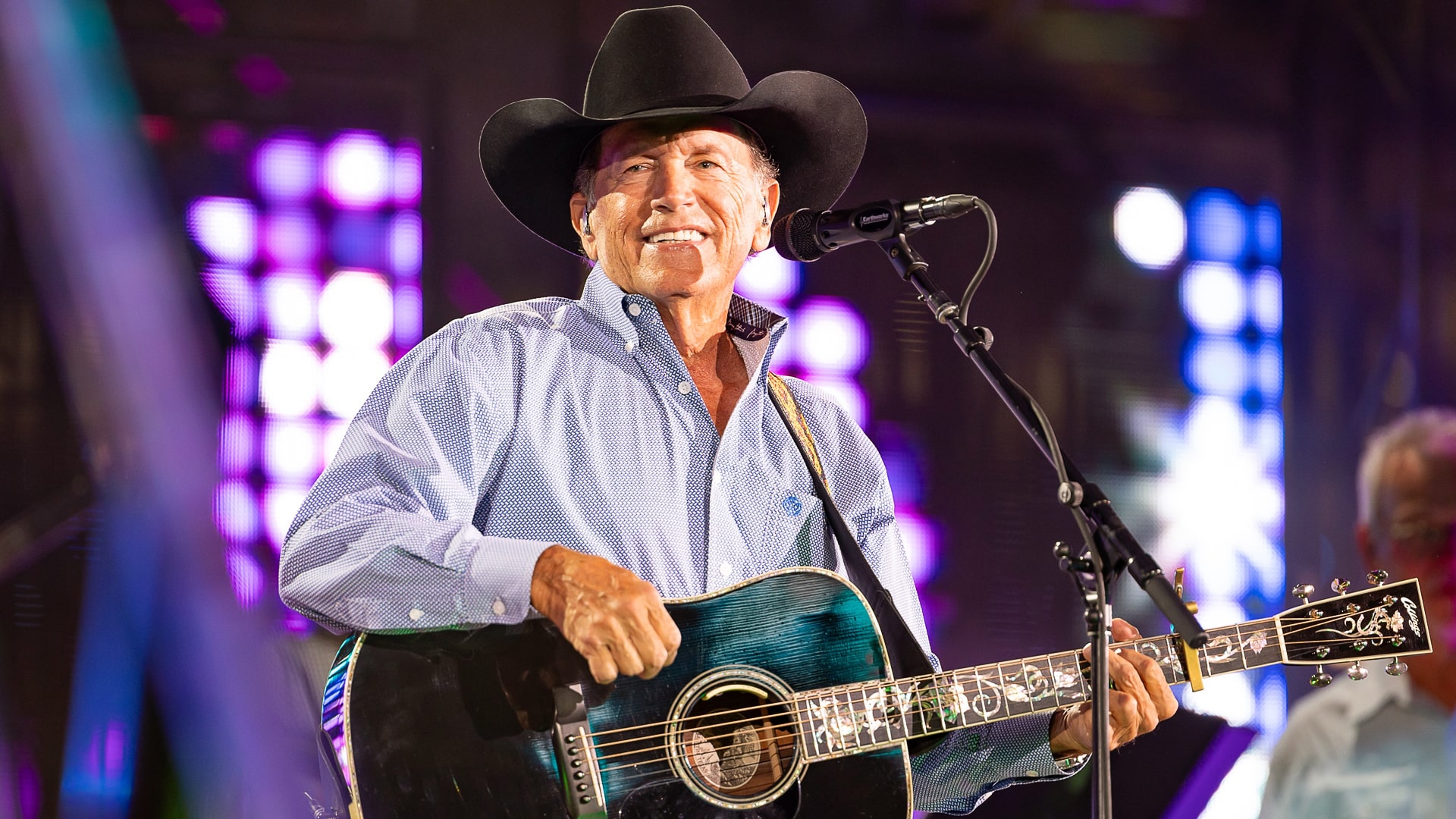 George Strait, seen performing with his signature black cowboy hat and guitar, recently revealed he may only have five years left on the road