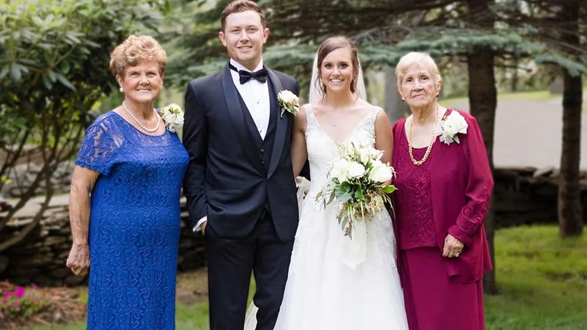 Scotty McCreery with his wife and both grandmothers, who he revealed passed away hours apart in a heartbreaking double loss.
