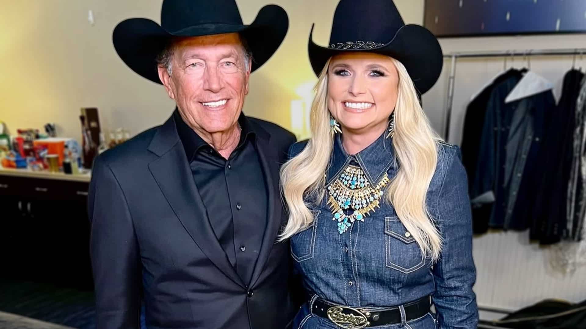 George Strait and Miranda Lambert smiling together in cowboy hats, soon to be inducted into the Texas Songwriters Hall of Fame 2026.