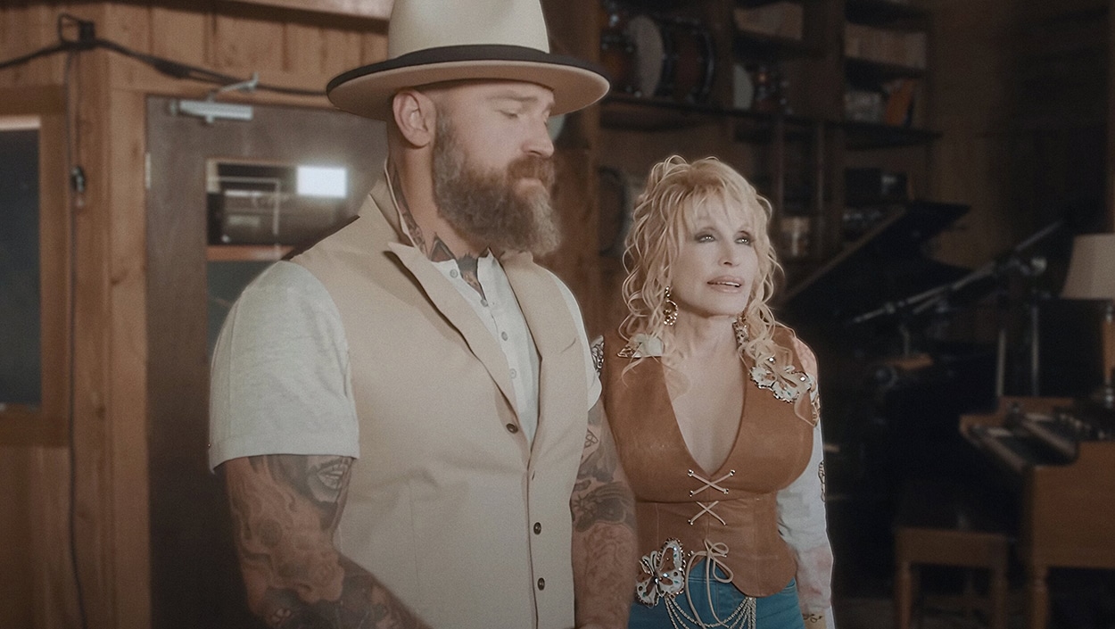 Country legend Dolly Parton with Zac Brown, recording their hopeful collaboration “Butterfly” about healing and strength.