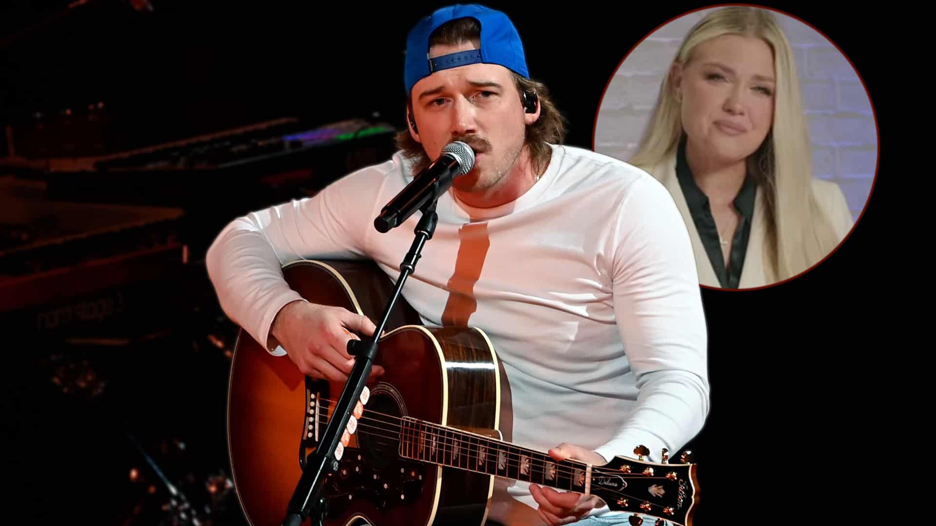 Morgan Wallen performing with a guitar in Canada, pausing his show to honor Charlie Kirk’s widow Erika with a heartfelt tribute.