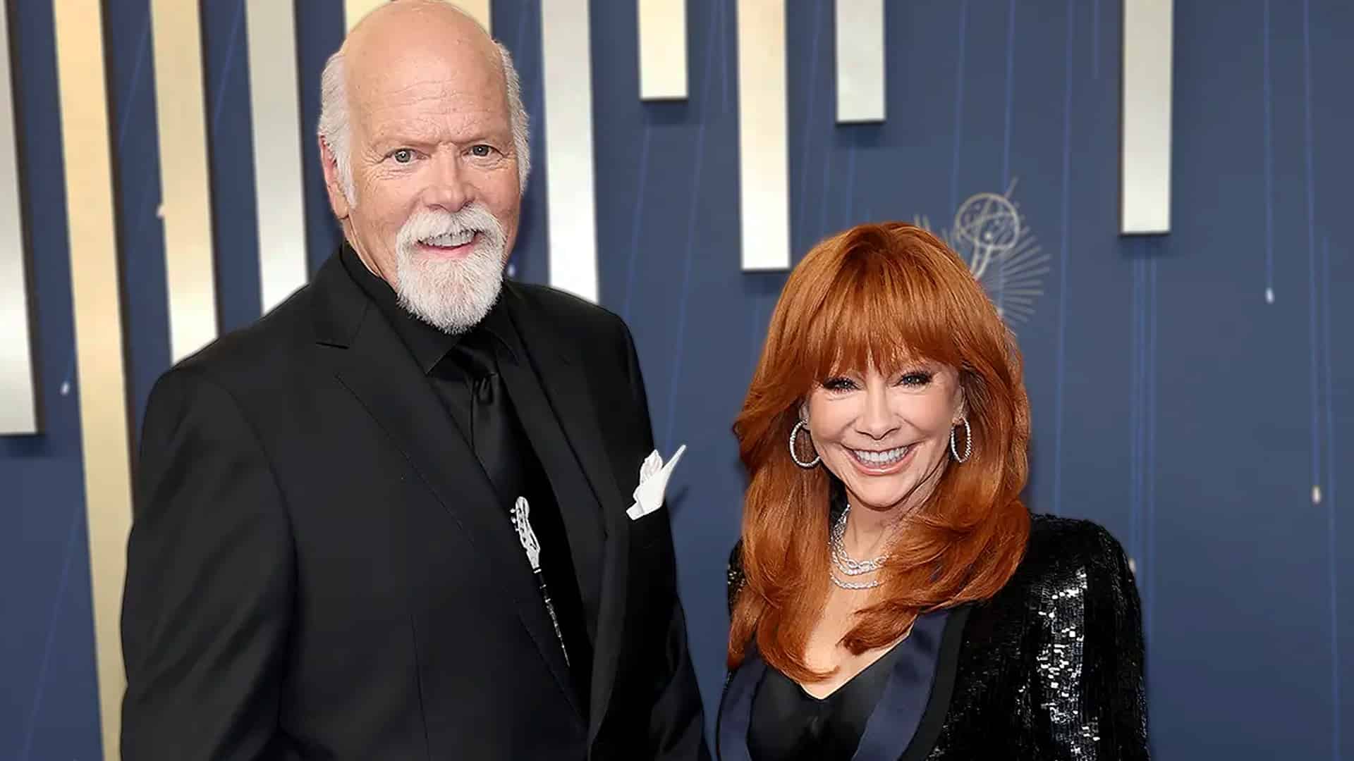 Country legend Reba McEntire with fiancé Rex Linn at the 2025 Emmy Awards, celebrating their engagement news.