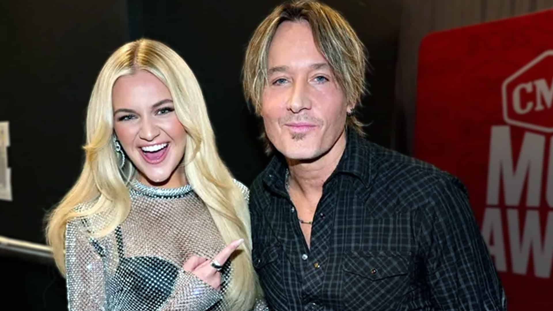 Keith Urban and Kelsea Ballerini smiling together backstage at a country music event, reflecting their close Nashville friendship amid his reported split.