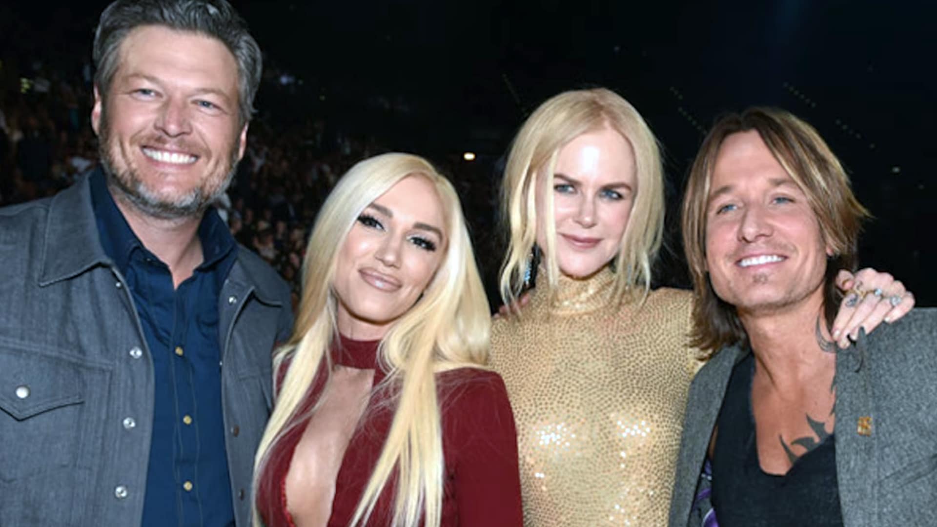 Blake Shelton, Gwen Stefani, Nicole Kidman, and Keith Urban posing together at an event, amid reports Kidman feels betrayed by friends over cheating rumors.