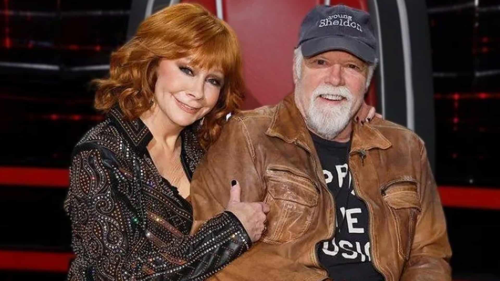 Country legend Reba McEntire and her fiancé Rex Linn sitting close together, revealing the heartfelt story behind their nine-month secret engagement.