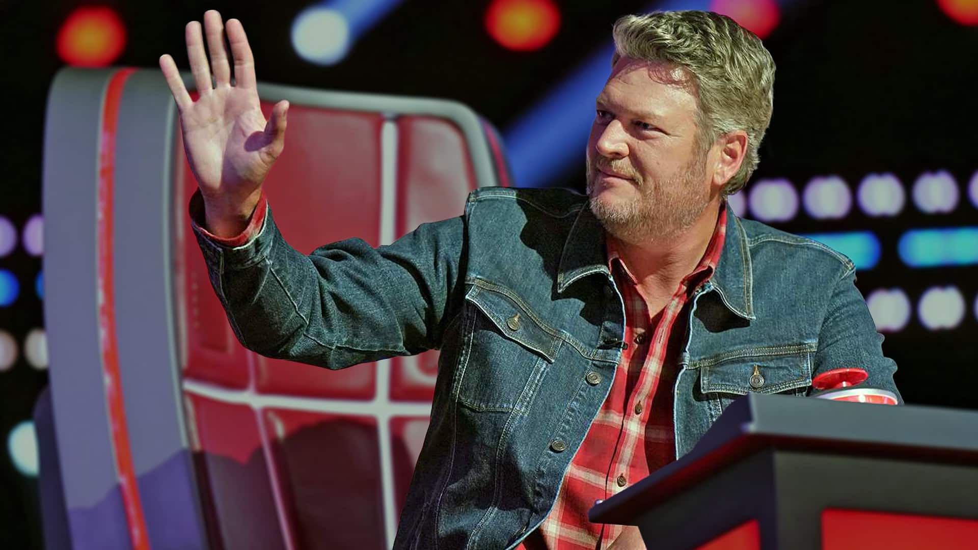 Country singer Blake Shelton waves from his iconic red chair on The Voice set, reflecting on his time as a coach and his new focus on helping country artists through The Road.