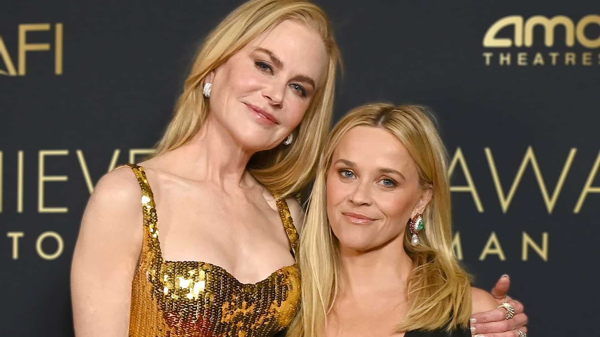 Nicole Kidman posing with Reese Witherspoon at an event, a glimpse of friendship and resilience as Kidman embraces her post-divorce life in Nashville.
