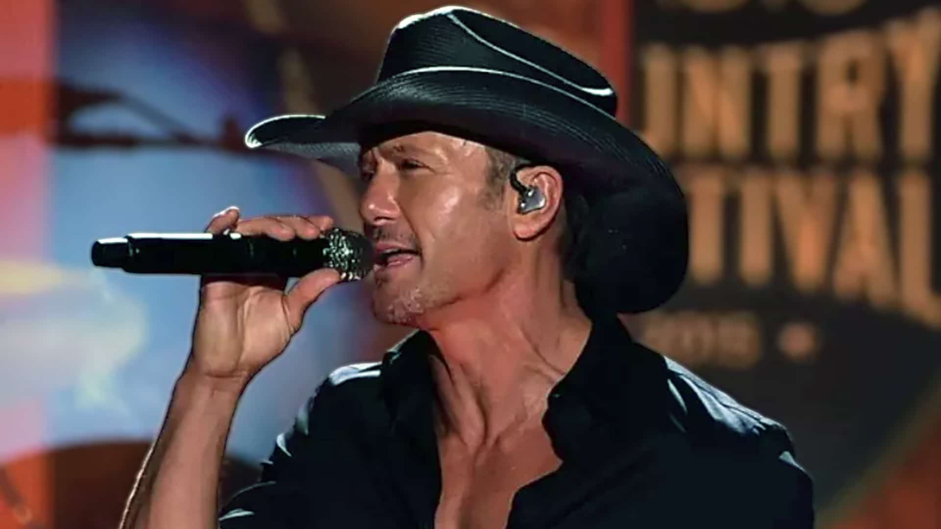 Tim McGraw performing “If You’re Reading This” in his signature cowboy hat, honoring fallen soldiers with raw emotion and heart.