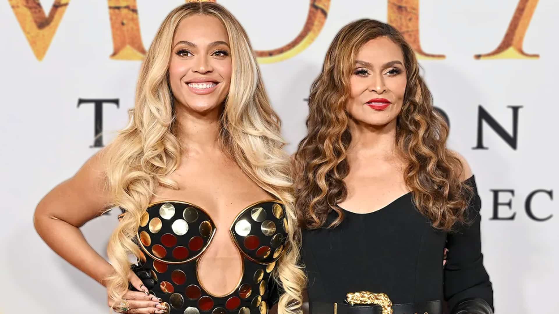 Beyoncé and her mother, Tina Knowles, pose together at the Mufasa premiere, Beyoncé in a bold polka-dot metallic dress and Tina in black, as Tina slams country music's "gatekeeping" in Peacock's "High Horse: The Black Cowboy" documentary over Cowboy Carter backlash.