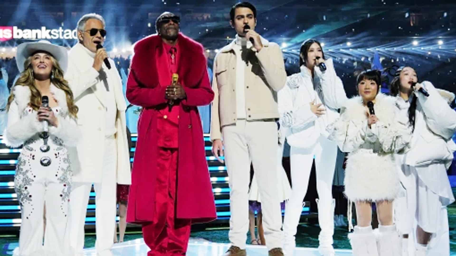 Snoop Dogg in red coat steals the show at Netflix's 2025 NFL Christmas halftime performance with Lainey Wilson in white cowboy hat, Andrea Bocelli, and all-white choir, delivering a masterclass that outshines Super Bowl expectations.