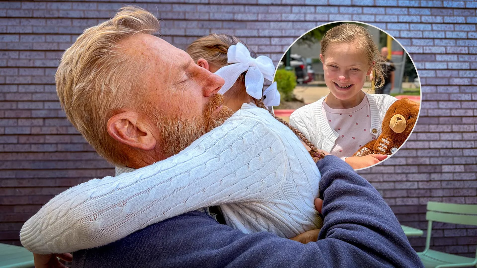 Rory Feek holding his daughter Indiana close in a tender embrace as the family prepares for her open heart surgery.