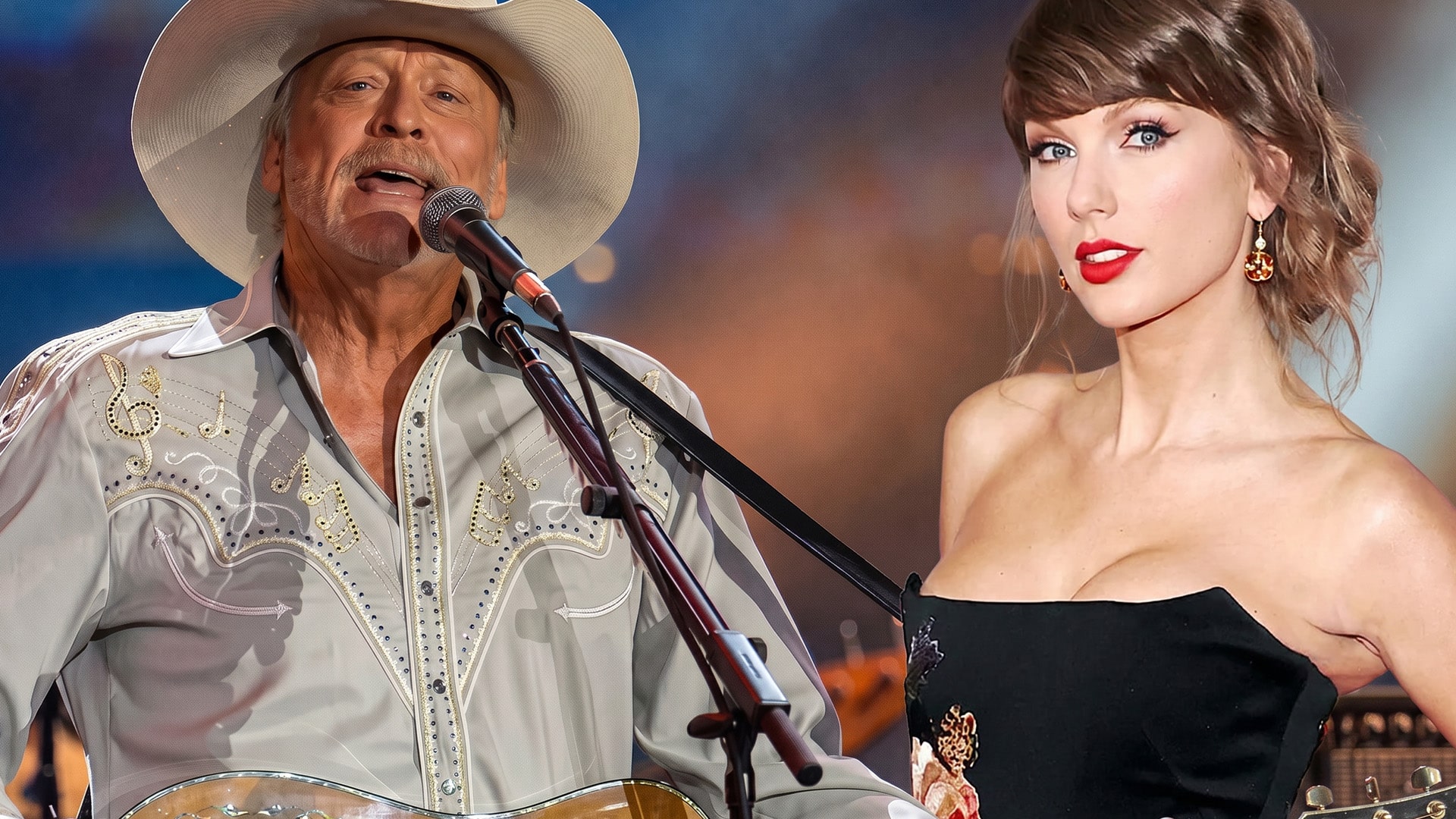 Alan Jackson and Taylor Swift together, after her tribute video got a divided reaction at his Nashville farewell show.