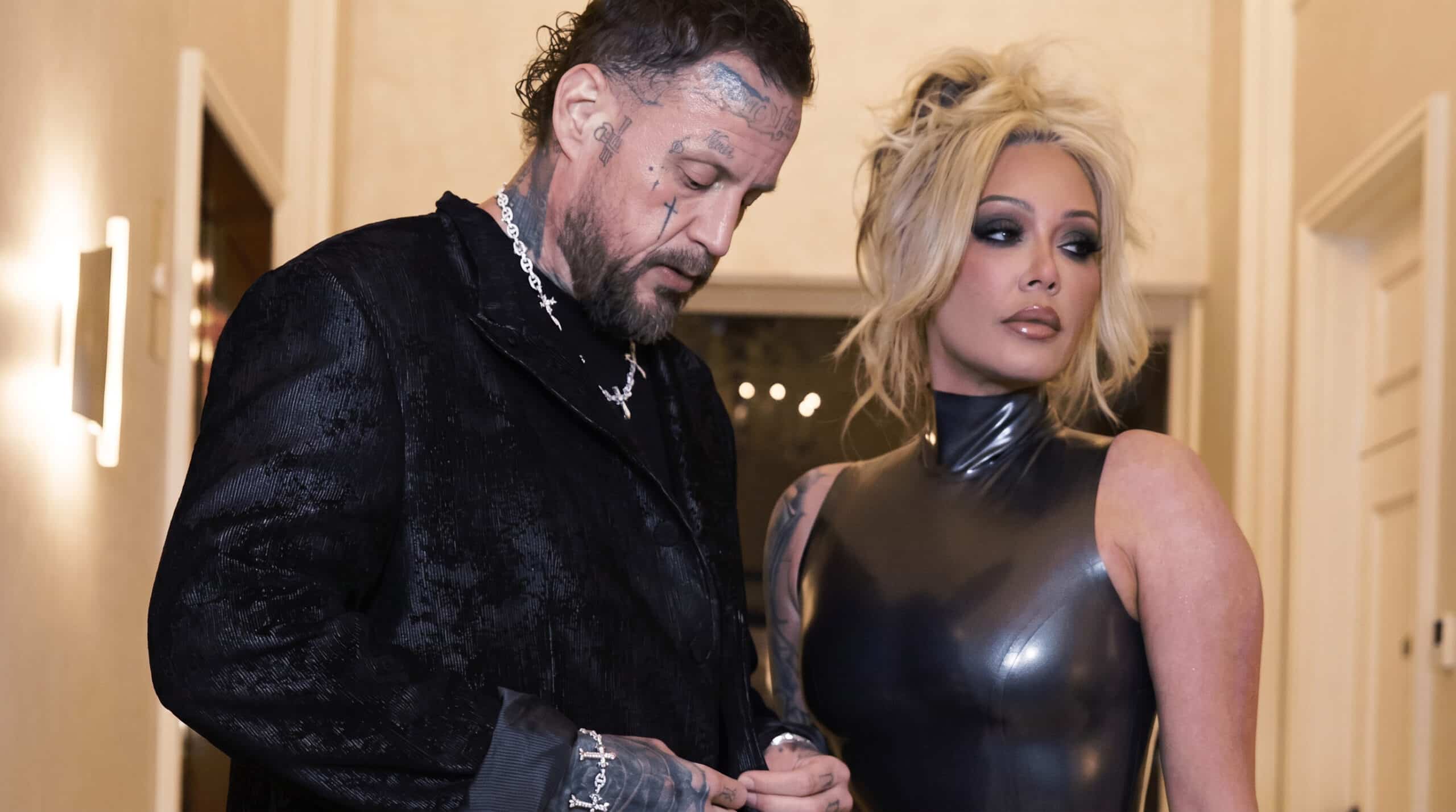 Jelly Roll and Bunnie XO together at a past event, shown alongside Bunnie XO's statement that the two still plan to have a baby together despite their divorce.