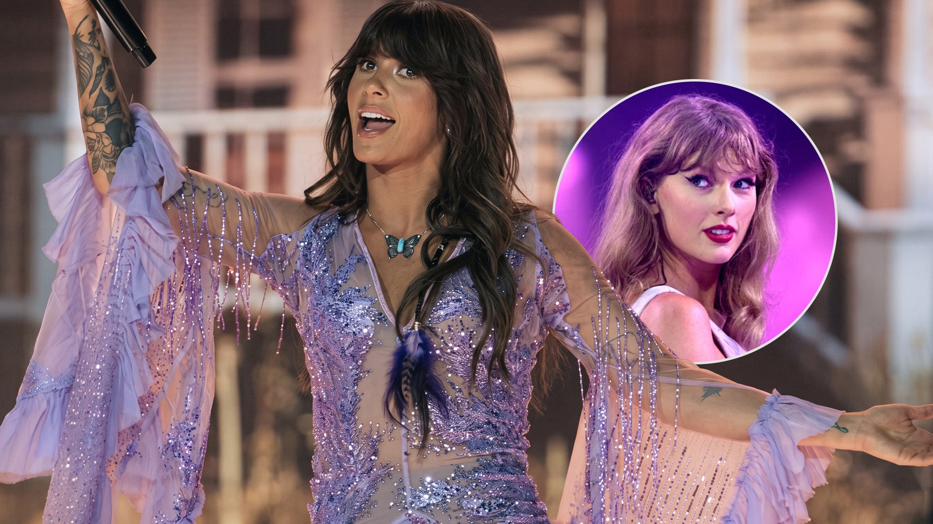 Ella Langley and Taylor Swift as Langley breaks Swift’s Billboard record with “Choosin’ Texas.”