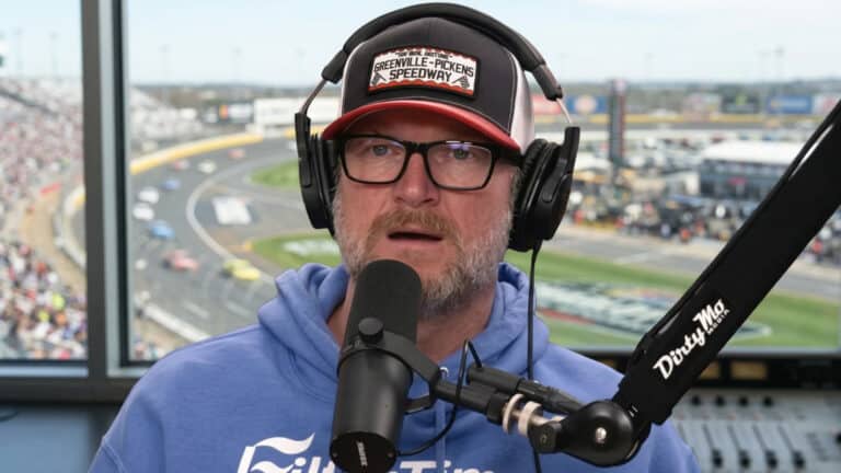 Dale Earnhardt Jr. appears talking as the “Raise Hell, Praise Dale” speeding excuse sparks a response from Greensboro Police.