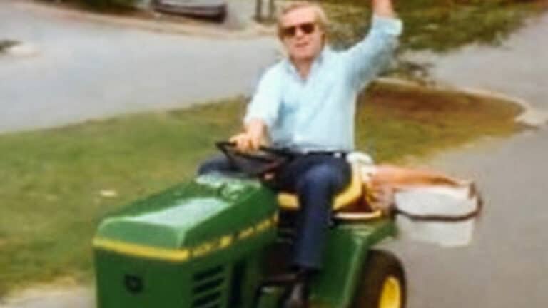 George Jones is shown riding a lawnmower as the true story of Tammy Wynette hiding his keys is revealed, and she wasn’t the first wife to do it.