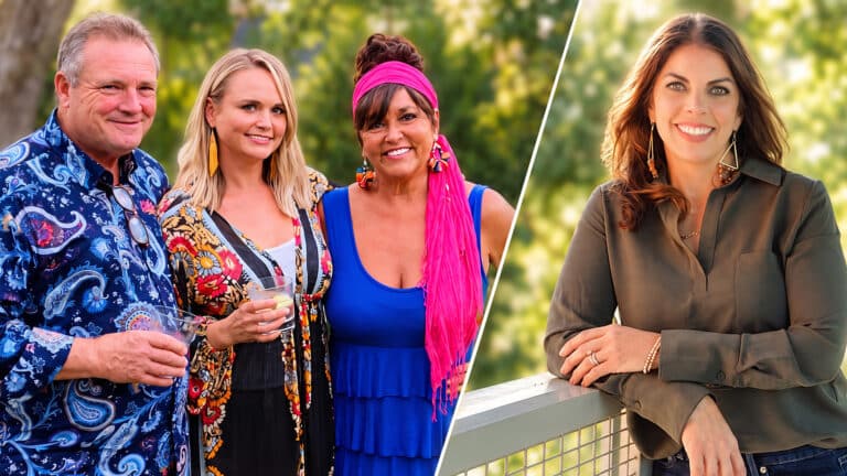 A side-by-side photo of Miranda Lambert, her parents, and Lauren Burns after the Lamberts helped bring Lauren home from Jordan and she shared Miranda’s room.
